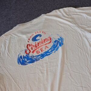 Costa Del Mar Mens XL Cream Graphic T-Shirt From Sea To Shining Sea Wave Logo